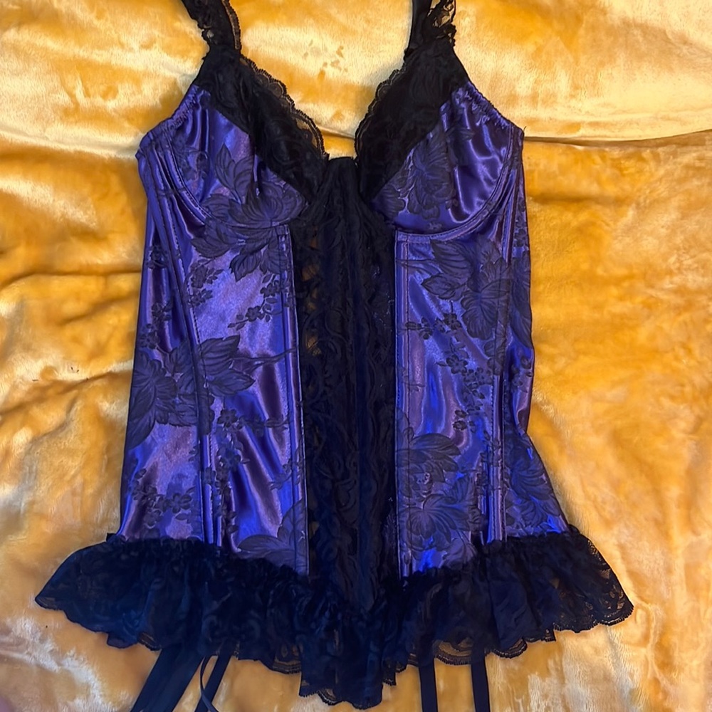 Purple and black corset top
